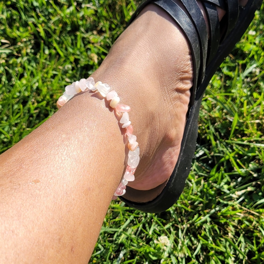 Rosé Quartz and Clear Quartz Anklet